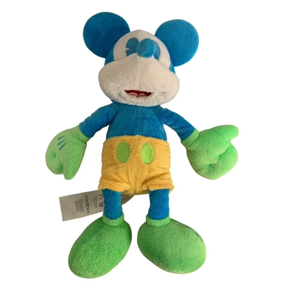 Disney Store Neon Color Pop Mickey Mouse Plush Blue‎ Green Yellow 14" 2020 - Picture 6 of 7